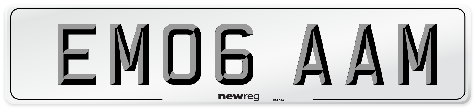 EM06 AAM Number Plate from New Reg